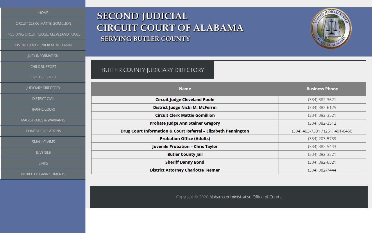 Butler County judiciary directory listing official jail and sheriff contacts for same-day arrest checks