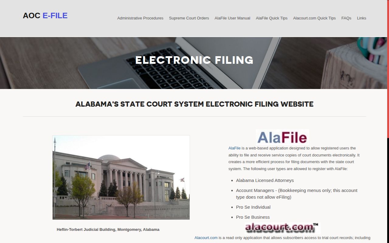 Alabama eFile court portal used to follow a Butler County arrest case from booking list to docket