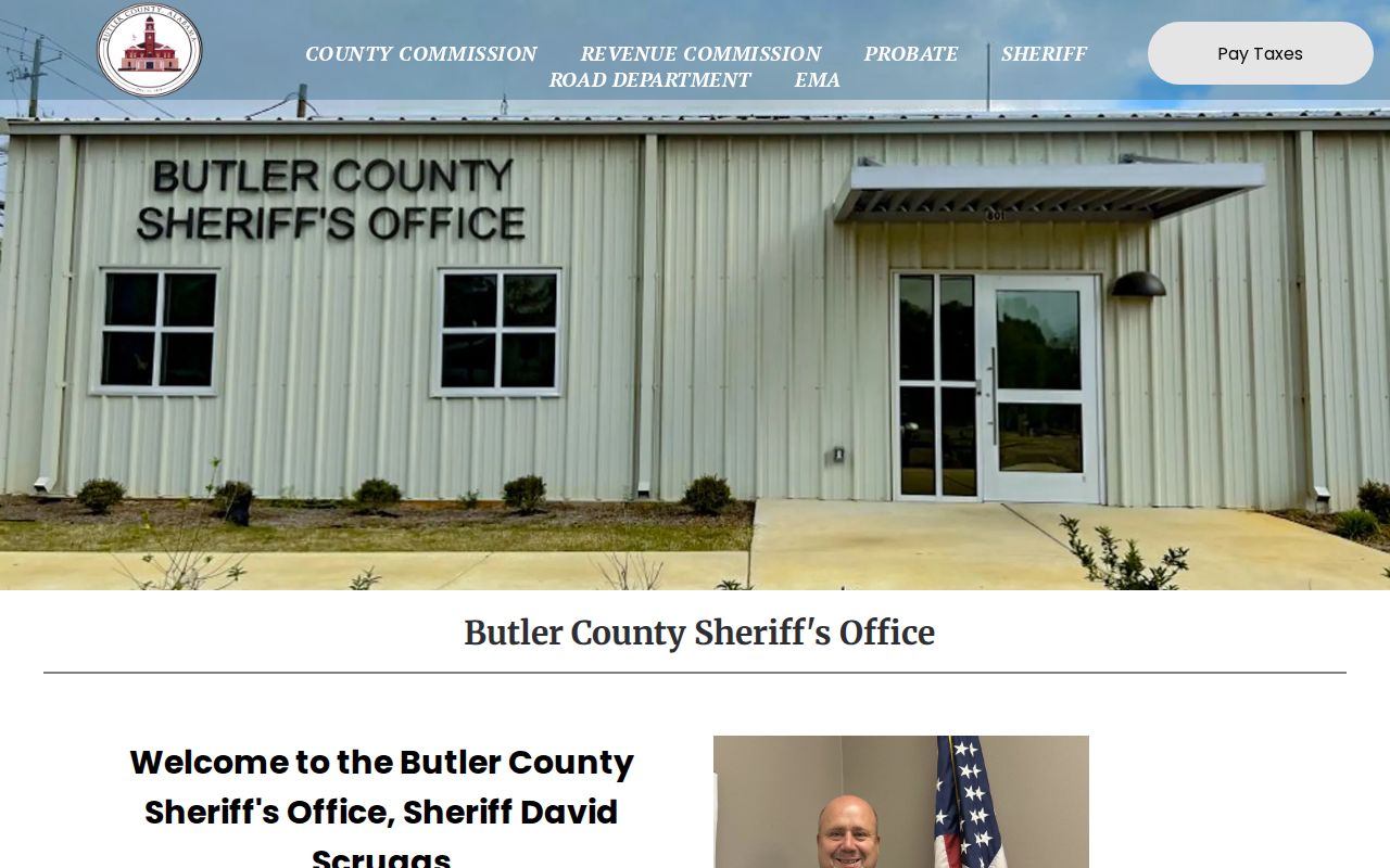 Butler County sheriff contact page showing office information and no public jail roster link