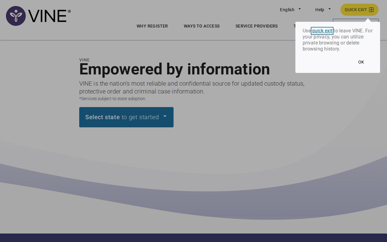 VINELink custody search screen used to check a Butler County arrest status
